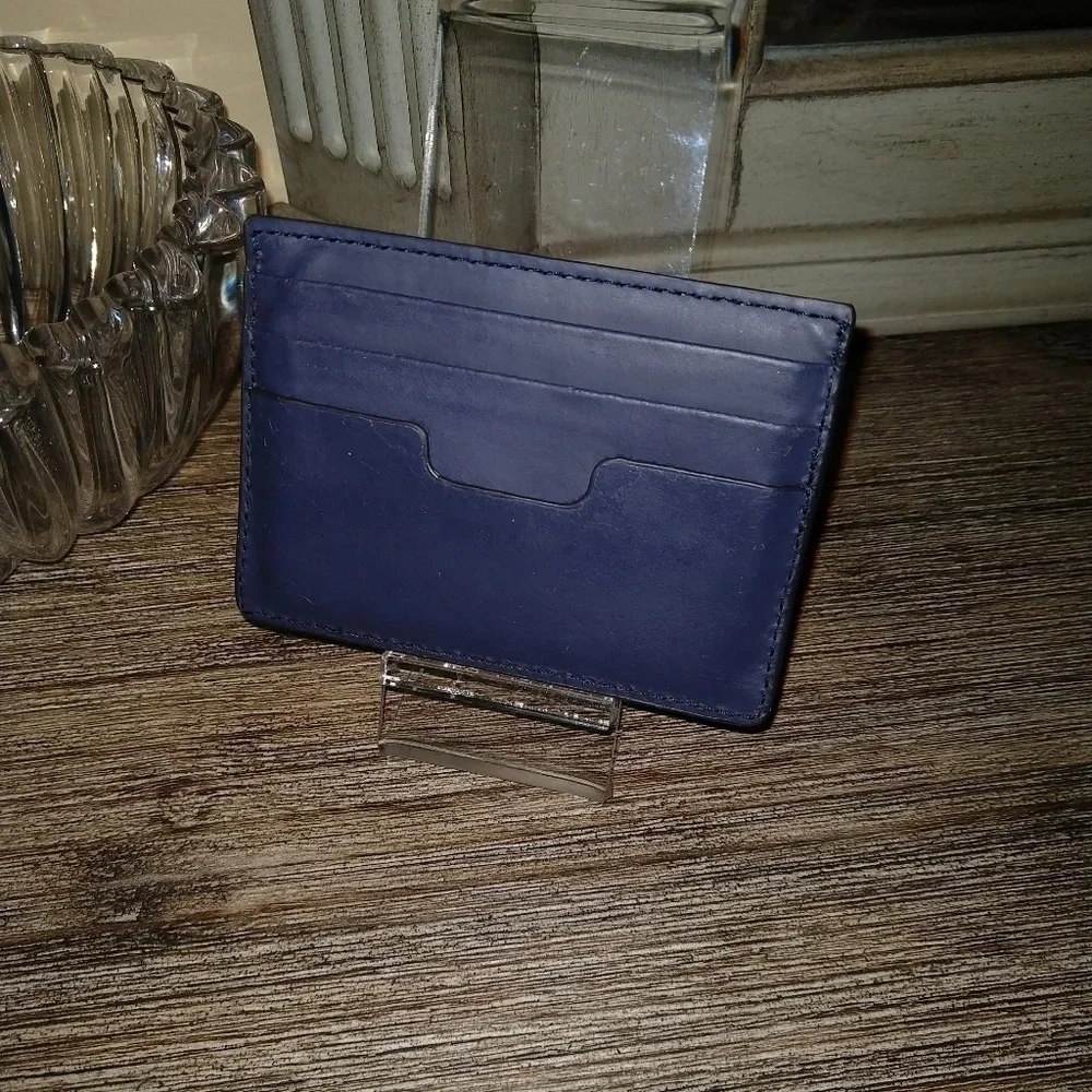 Cole Haan wallet, front pocket, leather, navy blue, card holder